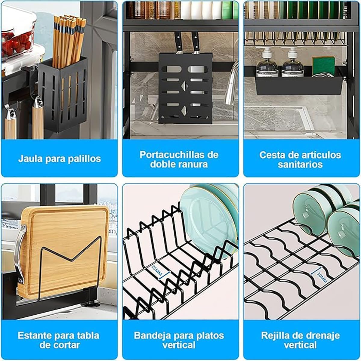 Organizador-Escurridor De Platos Con Tapa