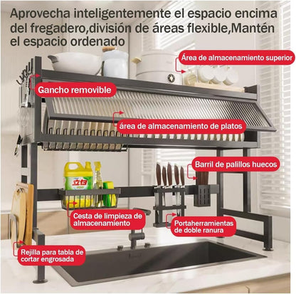 Organizador-Escurridor De Platos Con Tapa