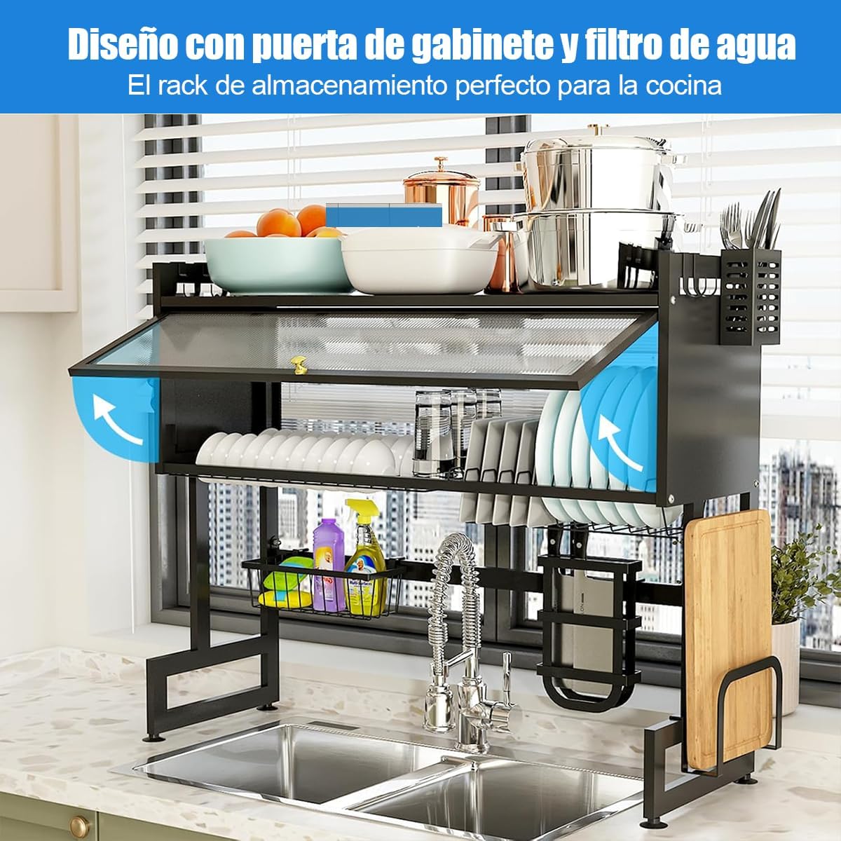 Organizador-Escurridor De Platos Con Tapa
